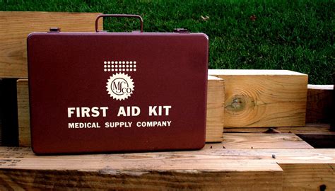 old vintage metal first aid box|vintage first aid kit.